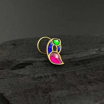 Kundan Peacock Nose Pin